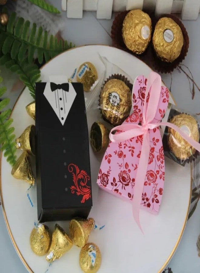 VRB Dec مجموعة VRB لعشرة علب هدايا صغيرة للتغليف/علب هدايا للهدايا، هدايا تذكارية، شوكولاتة، فواكه مجففة، هدايا زفاف ومناسبات دينية. (علبة شوكولاتة للعروس مكونة من 20 قطعة (10 قطع للعروس و10 قطع للعريس)) - Image 2